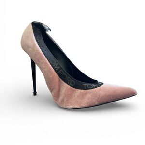 Tom Ford Velvet Ribbon Trim Stiletto Pumps Blush Pink Pointed Toe Size 40 New